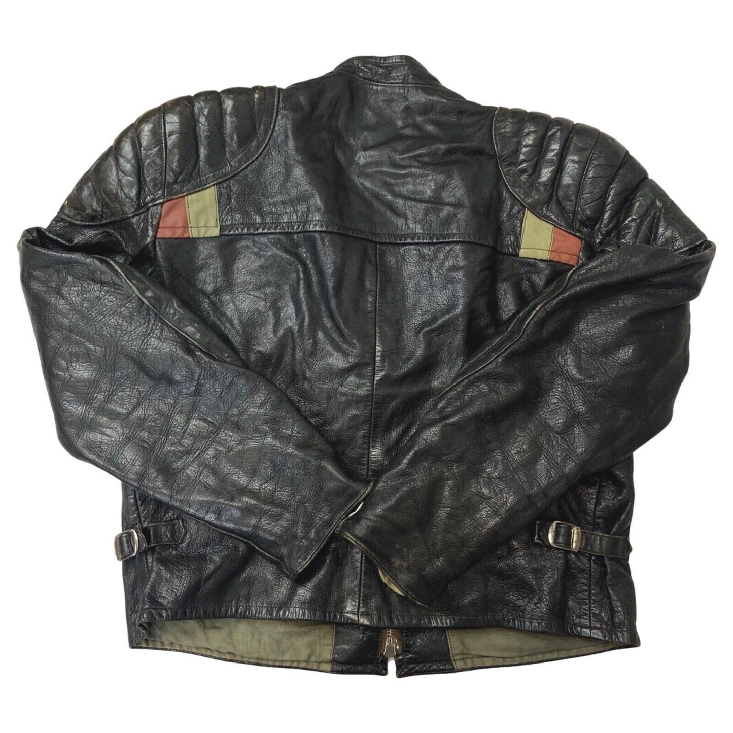Vintage 1960s Black Biker Black Goatskin Leather Jacket M