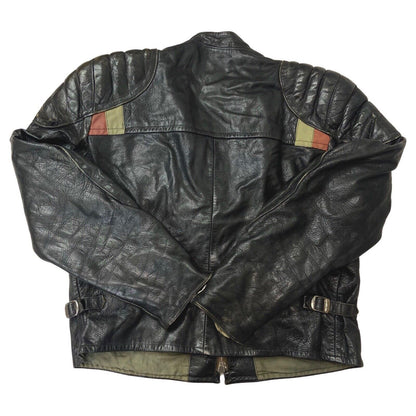 Vintage 1960s Black Biker Black Goatskin Leather Jacket M