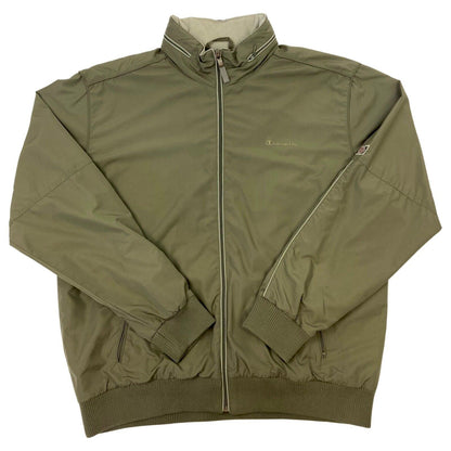 Vintage 90s Khaki Green Embroidered  Fleece Lined Champion Windbreaker L