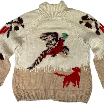 VTG 50s MENS MARY MAXIM COWICHAN GRAPHIC KNIT HUNTING ROCKABILLY CARDIGAN M 38”