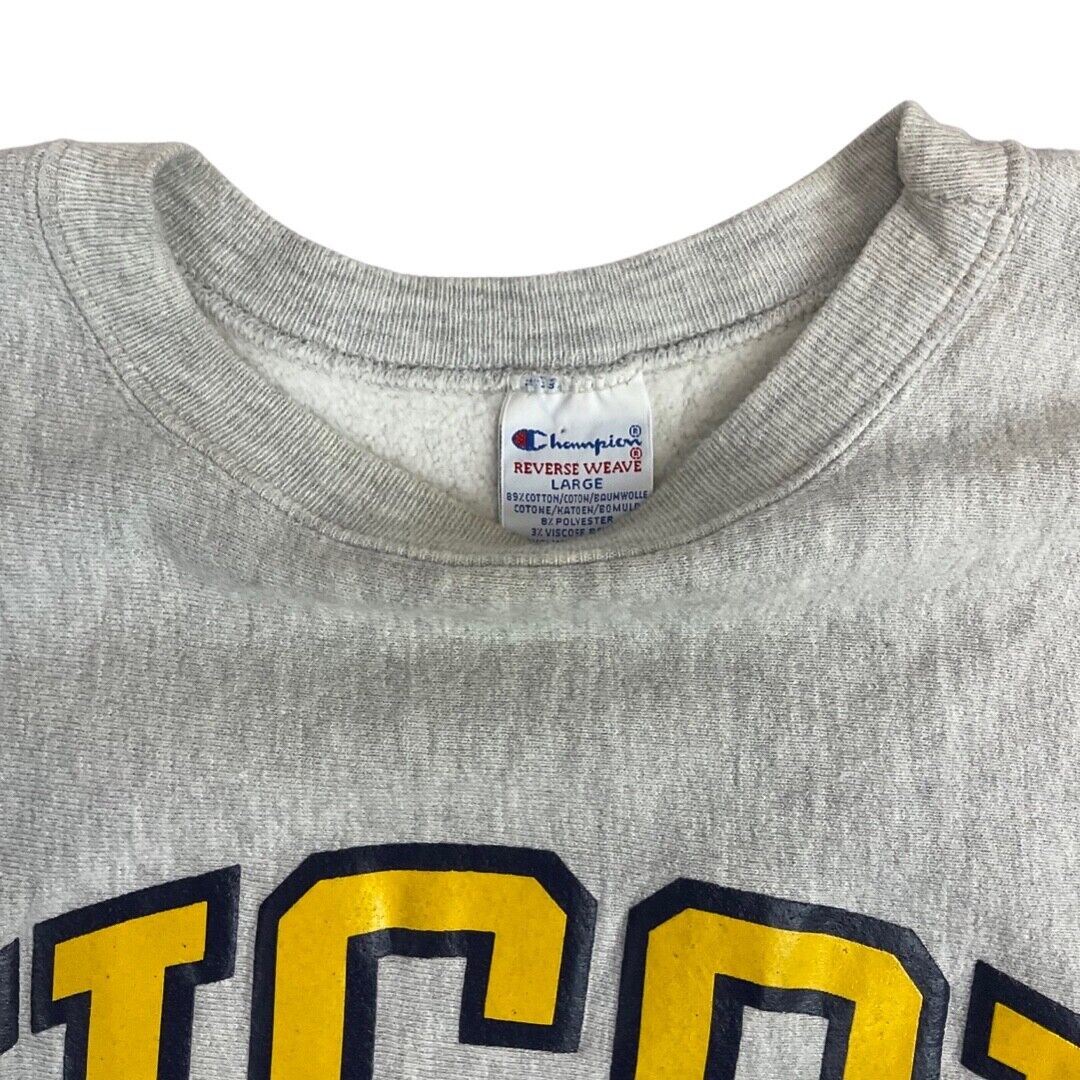 Vintage 90s Grey UCSF Champion Logo Print Reverse Weave Crew Neck Jumper L