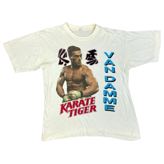 Vintage White Rare 80s Van Damme Graphic Karate Tiger Single Stitch T-shirt M