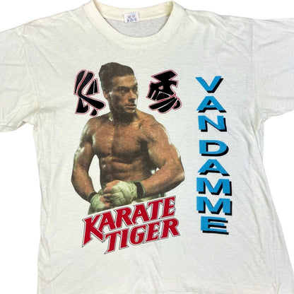 Vintage White Rare 80s Van Damme Graphic Karate Tiger Single Stitch T-shirt M