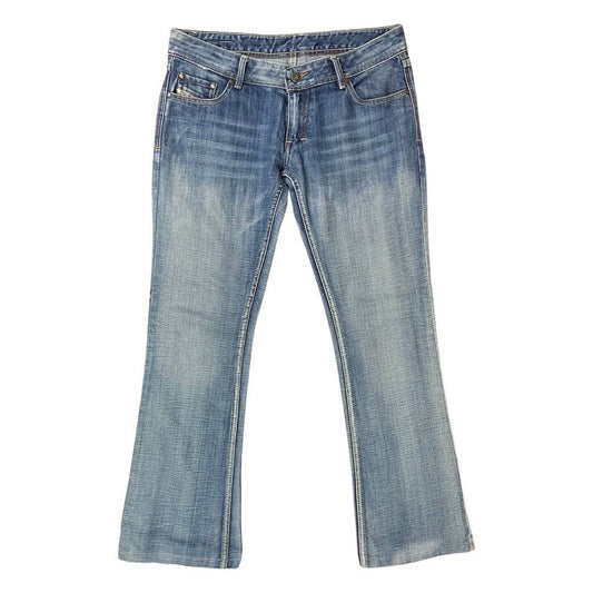 Vintage 90s 00s Y2K Blue Diesel Embroidered Distressed Denim Bootcut Jeans 14 M
