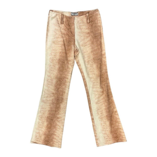 Vintage 90s Y2K Cream Brown Snakeskin Animal Print Bootcut Trousers 8 10 S