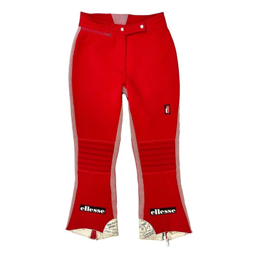 Vintage Rare Bright Red 70s Ellesse Italian Olympic Ski Trousers XS 6