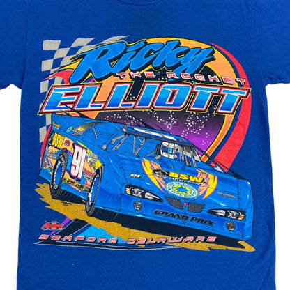Vintage 90s 00s Blue NASCAR Graphic Print T-shirt S