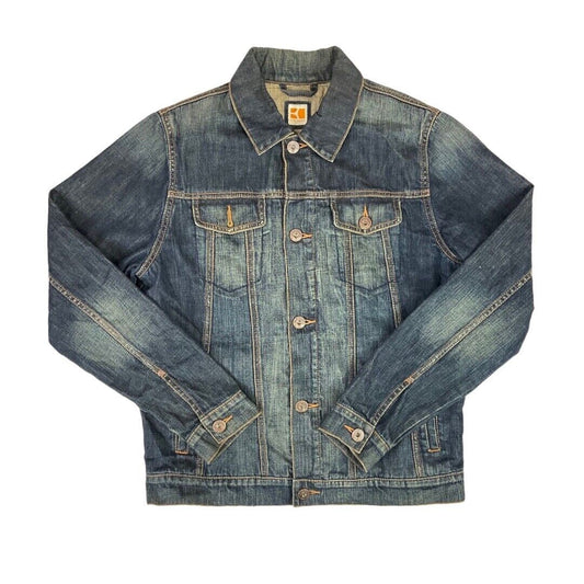 Vintage 90s 00s Blue Hugo Boss Orange Contrast Stitch Denim Jacket S M
