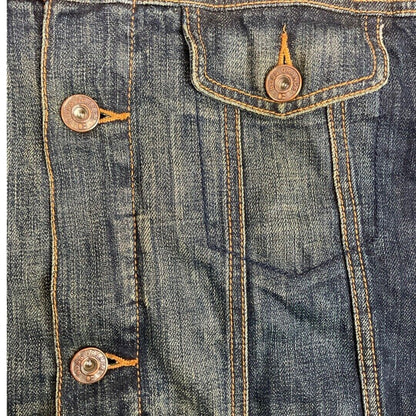 Vintage 90s 00s Blue Hugo Boss Orange Contrast Stitch Denim Jacket S M