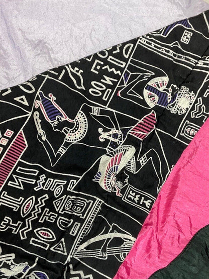 VTG 80s 90s Pink Lilac Black Egyptian Hieroglyph Ellesse Windbreaker Jacket XL