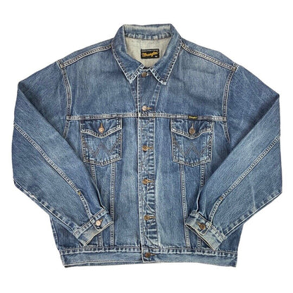 Vintage 90s 00s Light Blue Wrangler Western Men's Denim Jacket 50" L XL