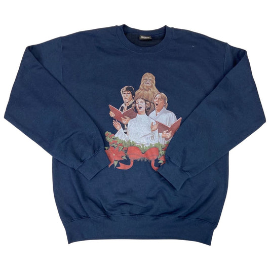 00s Navy Blue Christmas Star Wars Crew Neck Graphic Print Jumper M