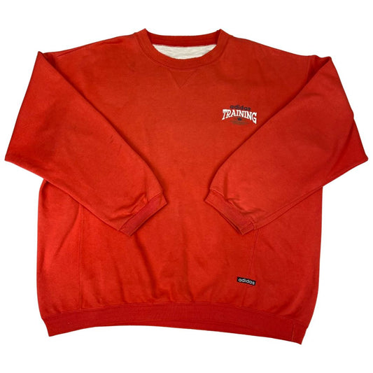 Vintage 90s Red Embroidered Adidas Training Crew Neck Oversized Jumper XL