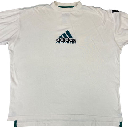Vintage 90s Cream Green Embroidered Logo Adidas Long Sleeve T-shirt XL