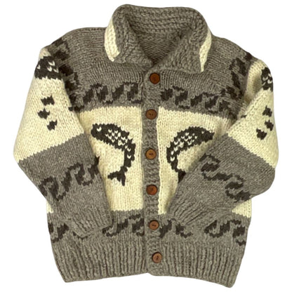 VINTAGE 50s STYLE MENS NATIVE COWICHAN GRAPHIC KNIT ROCKABILLY CARDIGAN M 40”