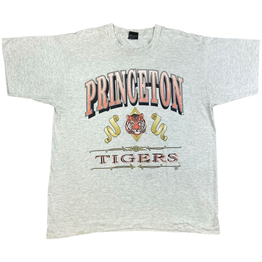 Vintage 90s Grey Princeton Tigers Single Stitch Graphic Print T-shirt  L