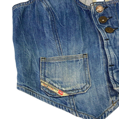 Vintage 90s Y2K Blue Diesel Denim Cropped Waistcoat M