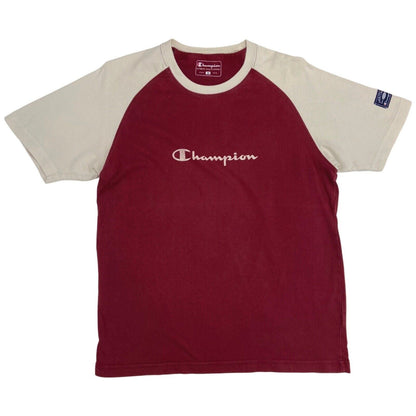 Vintage 90s 00s Red Beige Champion Short Sleeve T-shirt M