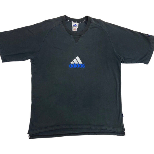 Vintage 90s Black Adidas Embroidered Logo T-shirt XL