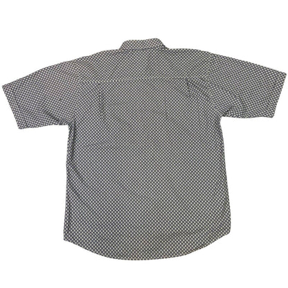 Vintage 90s Rare Cream Blue Pepsi All Over Print Button Down Shirt L
