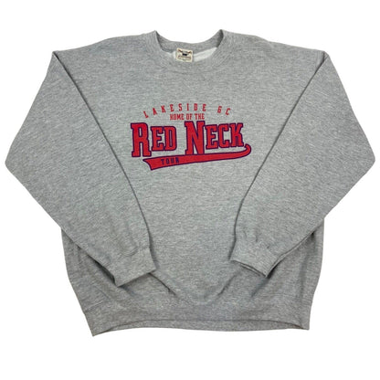 Vintage 90s Grey Red Logo Crew Neck Oversized Sweater L