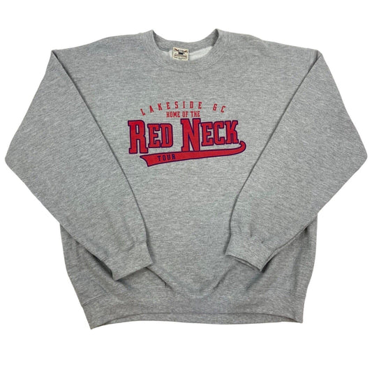 Vintage 90s Grey Red Logo Crew Neck Oversized Sweater L