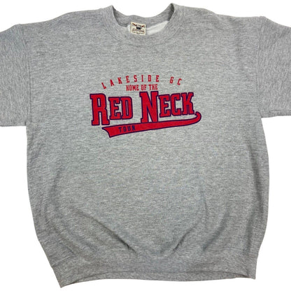 Vintage 90s Grey Red Logo Crew Neck Oversized Sweater L