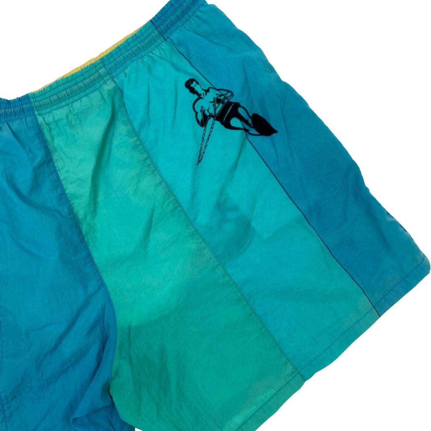 Vintage 80s 90s Blue Yellow Pink Graphic Print Shorts L