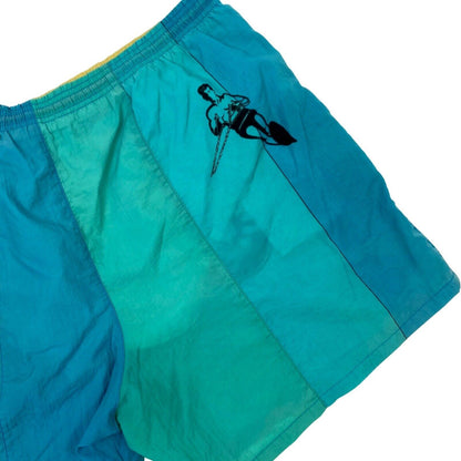 Vintage 80s 90s Blue Yellow Pink Graphic Print Shorts L