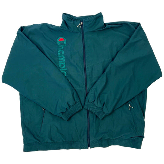 Vintage 90s Green Embroidered  Champion Logo  Windbreaker XL