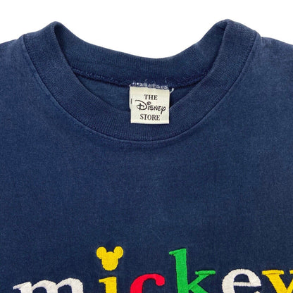 Vintage 90s Navy Blue Mickey Mouse Houston Embroidered Disney T-shirt L