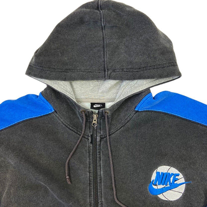 Vintage 90s Grey Blue Embroidered Nike Zip Up Hoodie XL