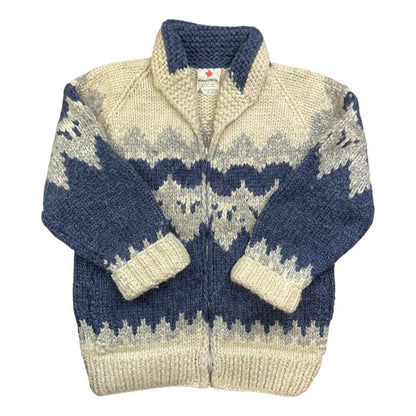 VINTAGE 1950s STYLE MENS CANADA COWICHAN GRAPHIC KNIT ROCKABILLY CARDIGAN L 42”