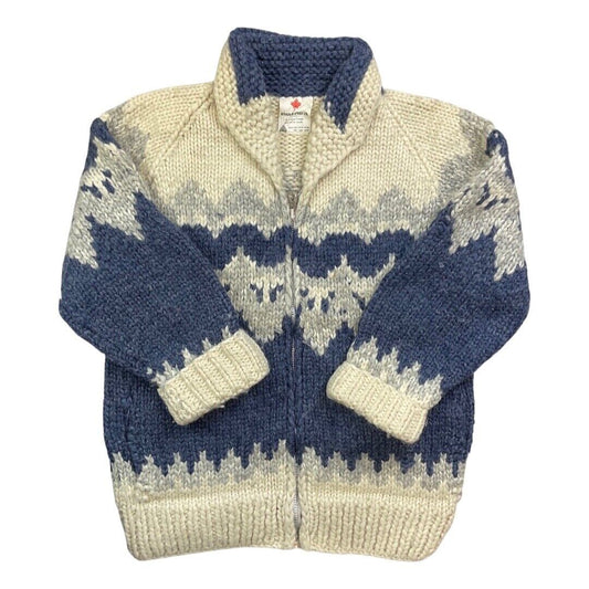 VINTAGE 1950s STYLE MENS CANADA COWICHAN GRAPHIC KNIT ROCKABILLY CARDIGAN L 42”