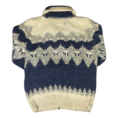 VINTAGE 1950s STYLE MENS CANADA COWICHAN GRAPHIC KNIT ROCKABILLY CARDIGAN L 42”