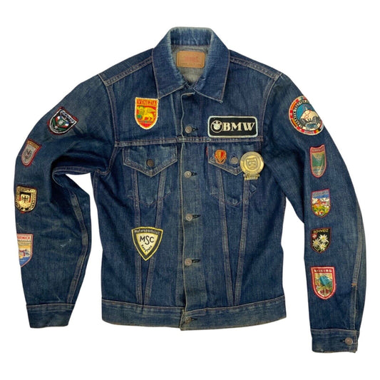 VTG 1960s LEVIS BIG E 71205-0217 TYPE 3 TRUCKER JACKET BIKER PATCHES BIKER 38