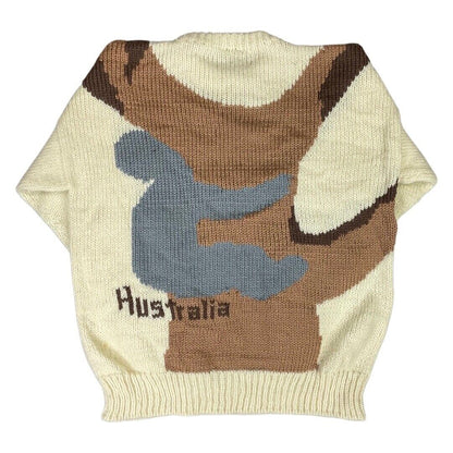 VINTAGE WOOL HAND KNIT KOALA BEAR JUMPER SWEATER GRAPHIC 80S 90S 42”