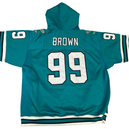 Phila. Eagles Mitchell & Ness 75th Ann. NFL 99 Jerome Brown Patch Zip Hoodie XXL