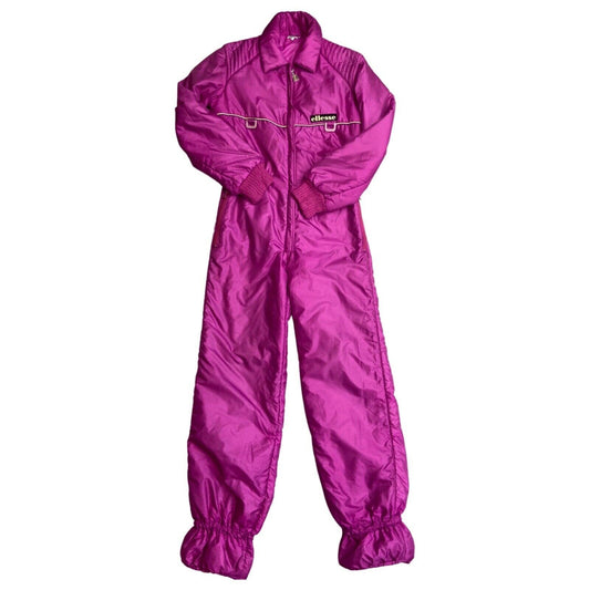 Vintage 80s 90s Purple Ellesse Embroidered Zip-Up Sports Ski Suit Jumpsuit 10 12