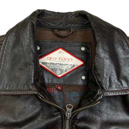 Vintage 90s 00s Brown Leather Daytona Jacket M