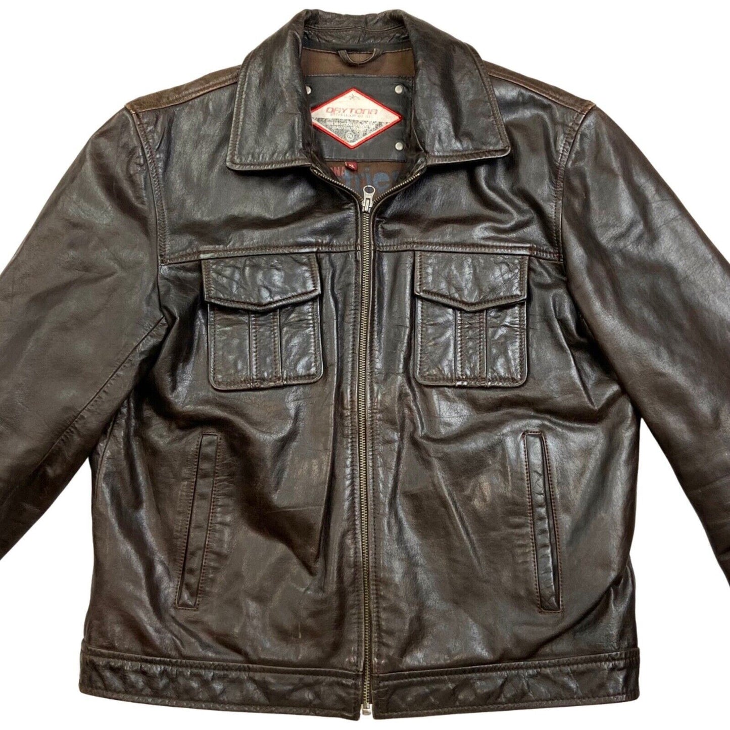 Vintage 90s 00s Brown Leather Daytona Jacket M
