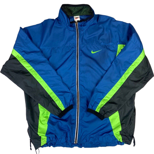 Vintage 90s Blue Black Green Nike Embroidered Windbreaker XL