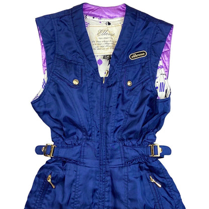 Vintage Super Rare 80s Navy Blue Ellesse Sleeveless Ski Jumpsuit 8 10 S