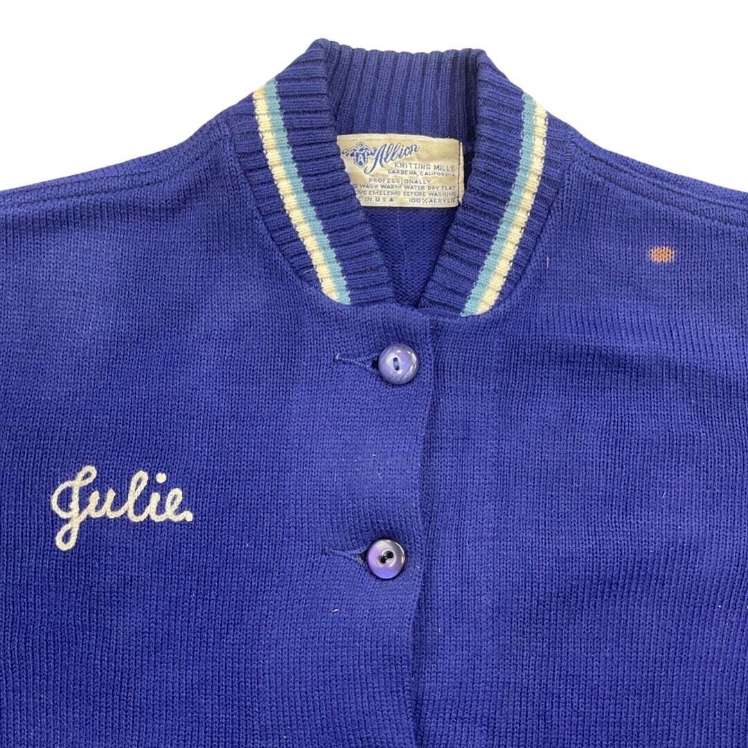 VTG 50s STYLE USA COLLEGE FOOTBALL VARSITY CARDIGAN ROCKABILLY CHEERLEADER 40” M