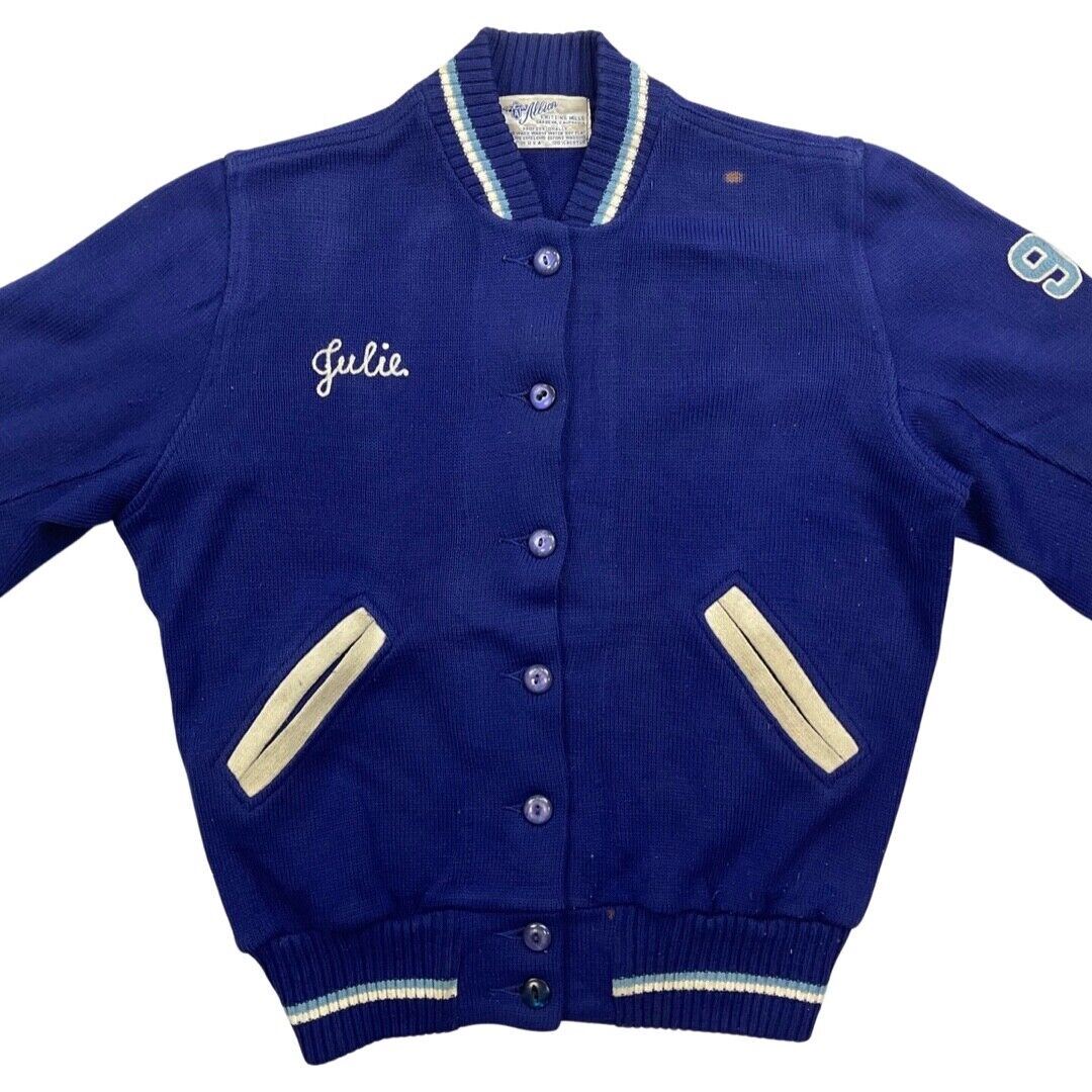VTG 50s STYLE USA COLLEGE FOOTBALL VARSITY CARDIGAN ROCKABILLY CHEERLEADER 40” M