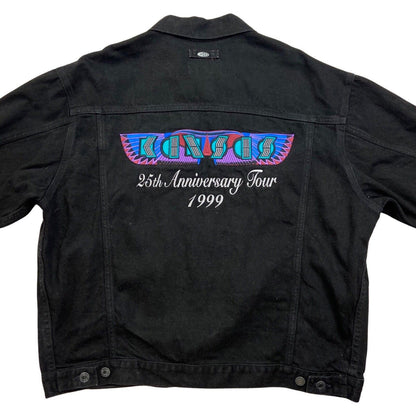 Vtg 1999 Kansas Band 25th Anniversary Embroidered Merch Black Denim Jacket XL