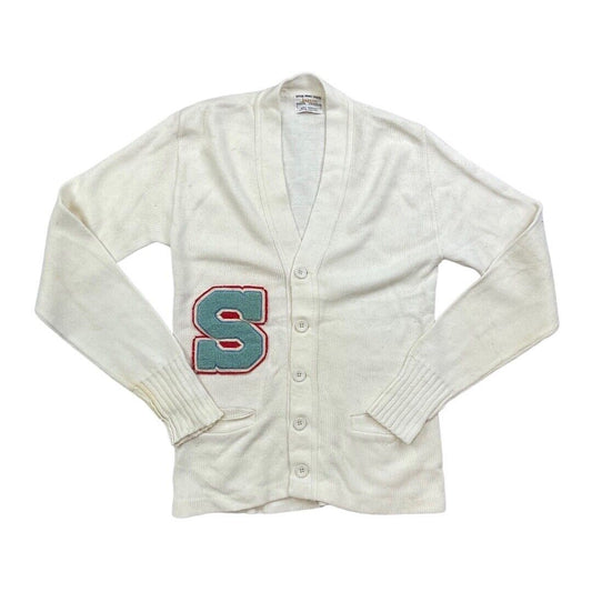 VTG 1960s USA COLLEGE FOOTBALL VARSITY CARDIGAN ROCKABILLY CHEERLEADER 36” S