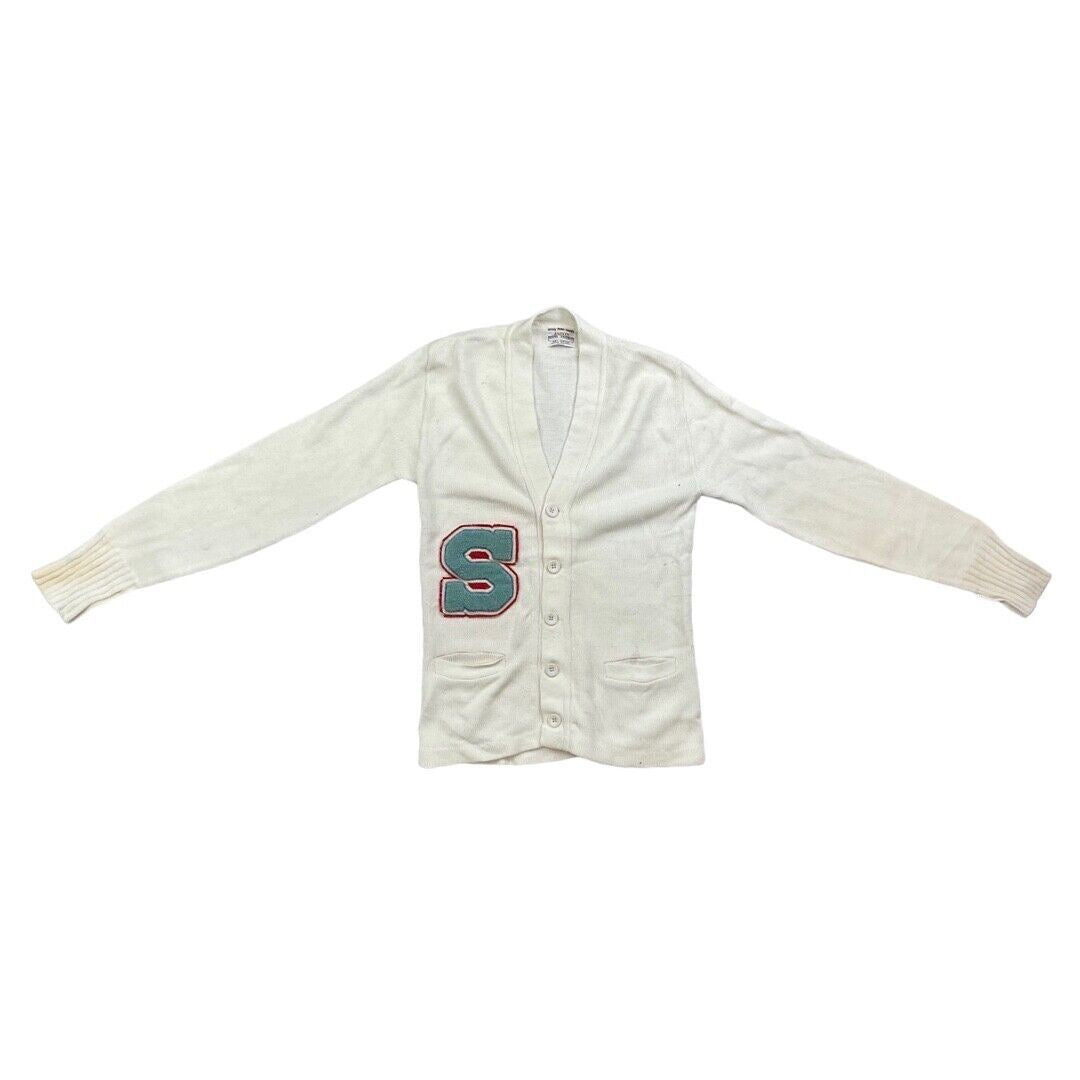 VTG 1960s USA COLLEGE FOOTBALL VARSITY CARDIGAN ROCKABILLY CHEERLEADER 36” S