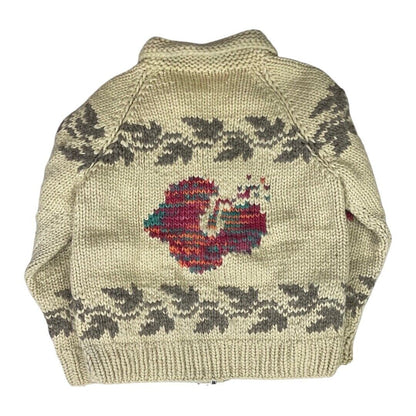 VTG LADIES WOOL COWICHAN NATIVE CANADIAN CARDIGAN GRAPHIC KNIT ROCKABILLY 38”
