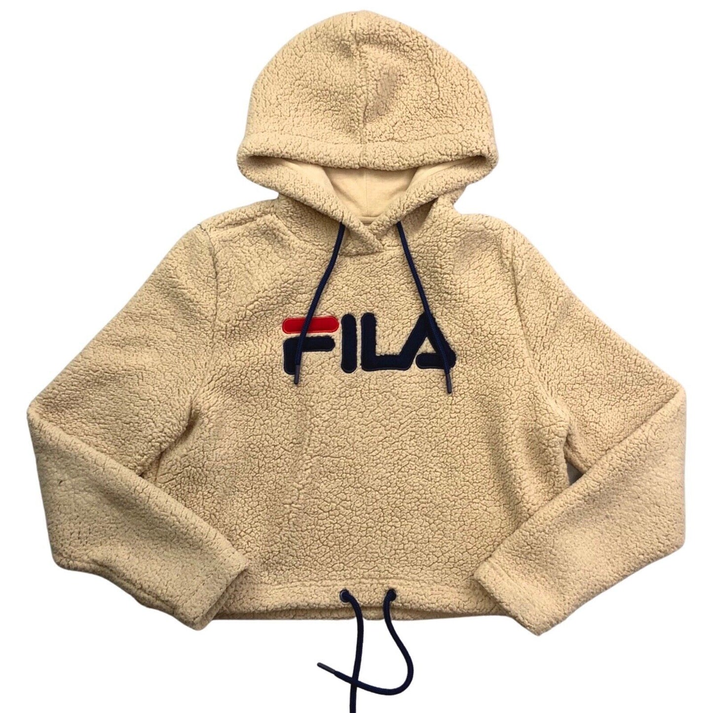 Vintage 00s Beige Appliqué Fila Logo Spell Out Fleece M